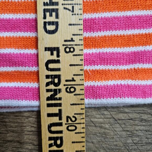 Rebecca Thomas Sweater Mock Neck Retro 70s Cropped Pink Orange Striped Large - Picture 12 of 14